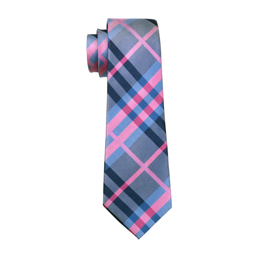 GentCrest Blue Plaid Tie Hanky Cufflinks Set - Image 5