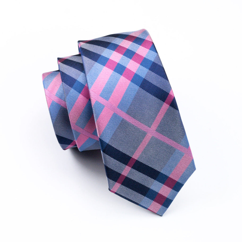GentCrest Blue Plaid Tie Hanky Cufflinks Set - Image 4