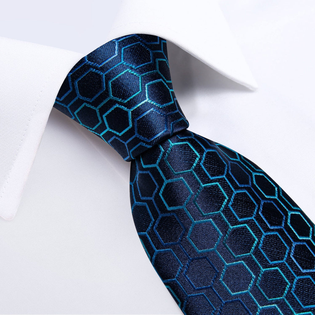 GentCrest Blue Geometric Tie With Clips - Image 2