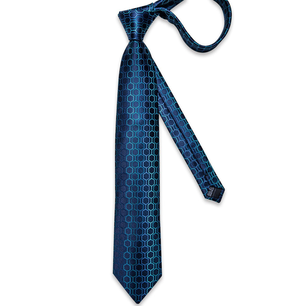 GentCrest Blue Geometric Tie Hanky Cufflinks Set - Image 6