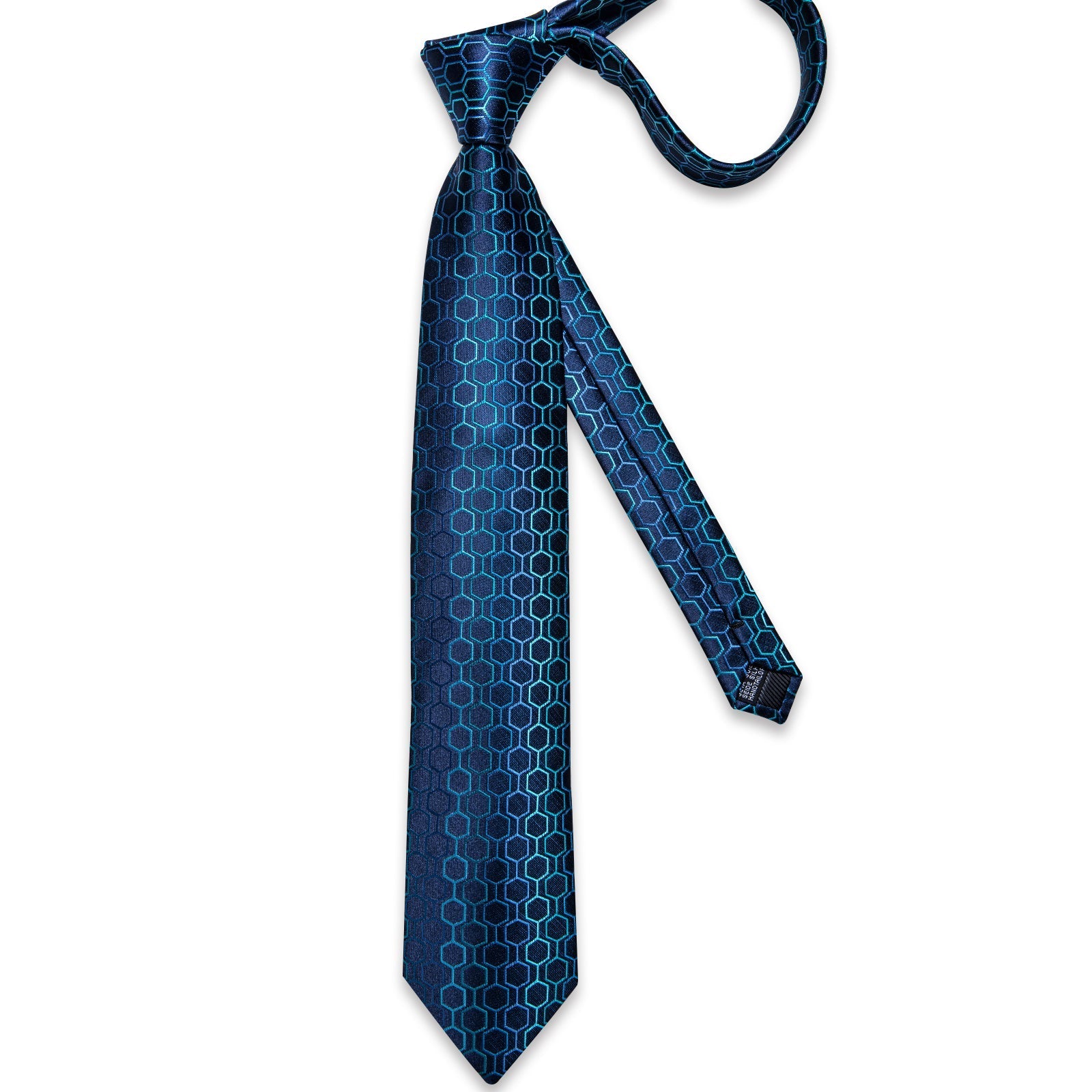 GentCrest Blue Geometric Tie With Clips - Image 5