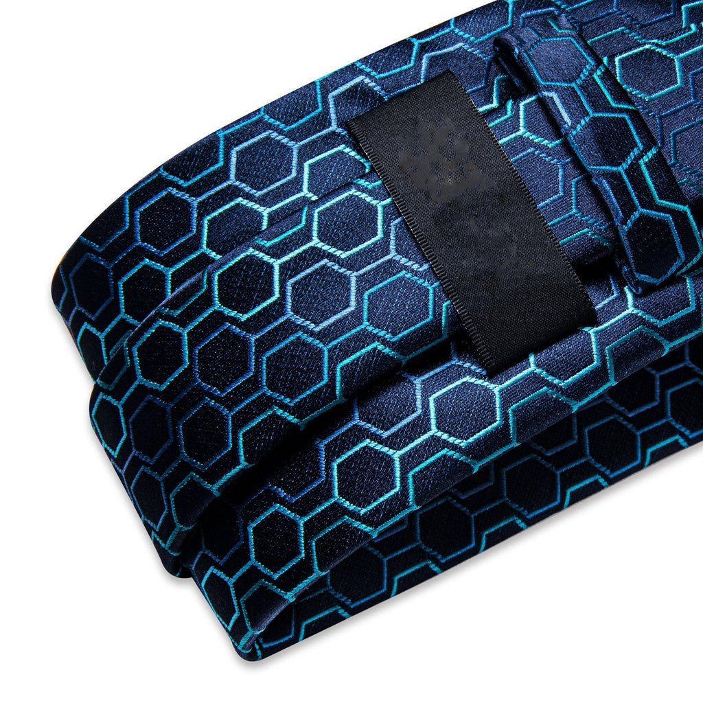 GentCrest Blue Geometric Tie Hanky Cufflinks Set - Image 7