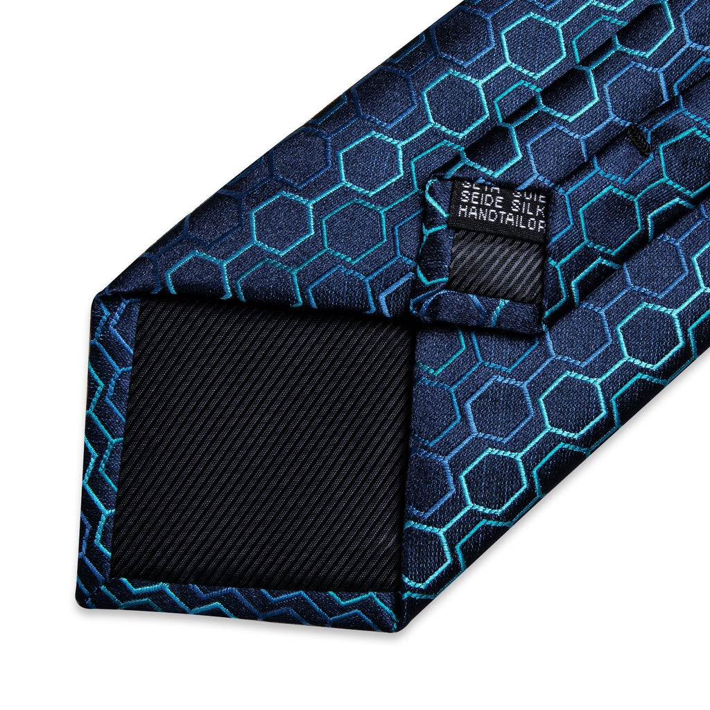 GentCrest Blue Geometric Tie With Clips - Image 7