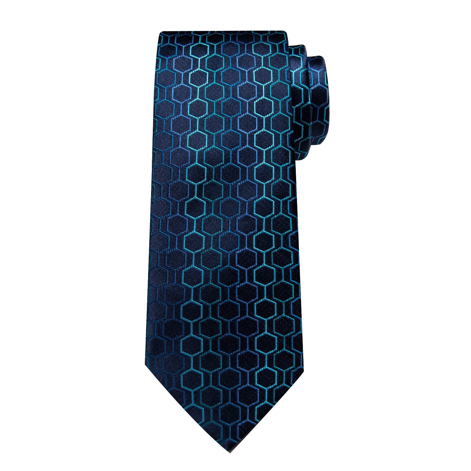 GentCrest Blue Geometric Tie With Clips - Image 8