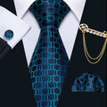 Blue Geometric Silk Tie Set - GentCrest