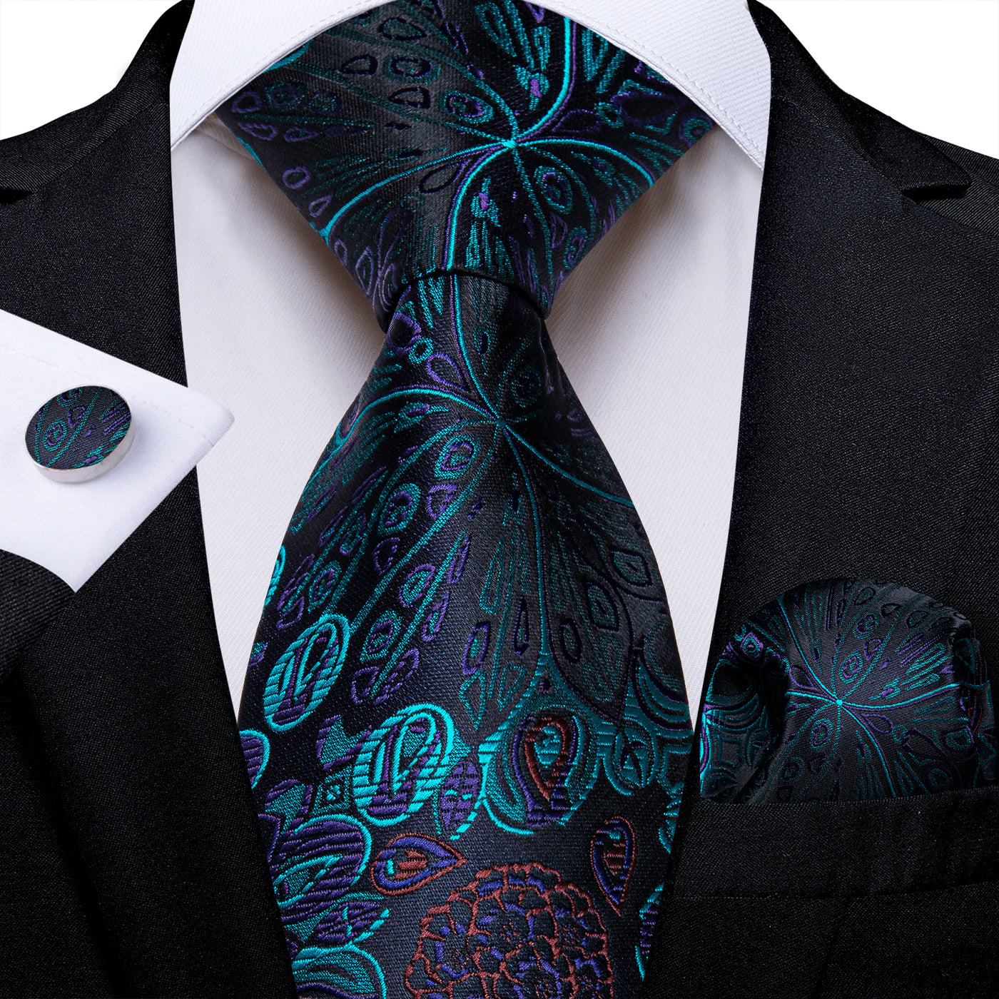 Peacock Dance Silk Tie Set - GentCrest