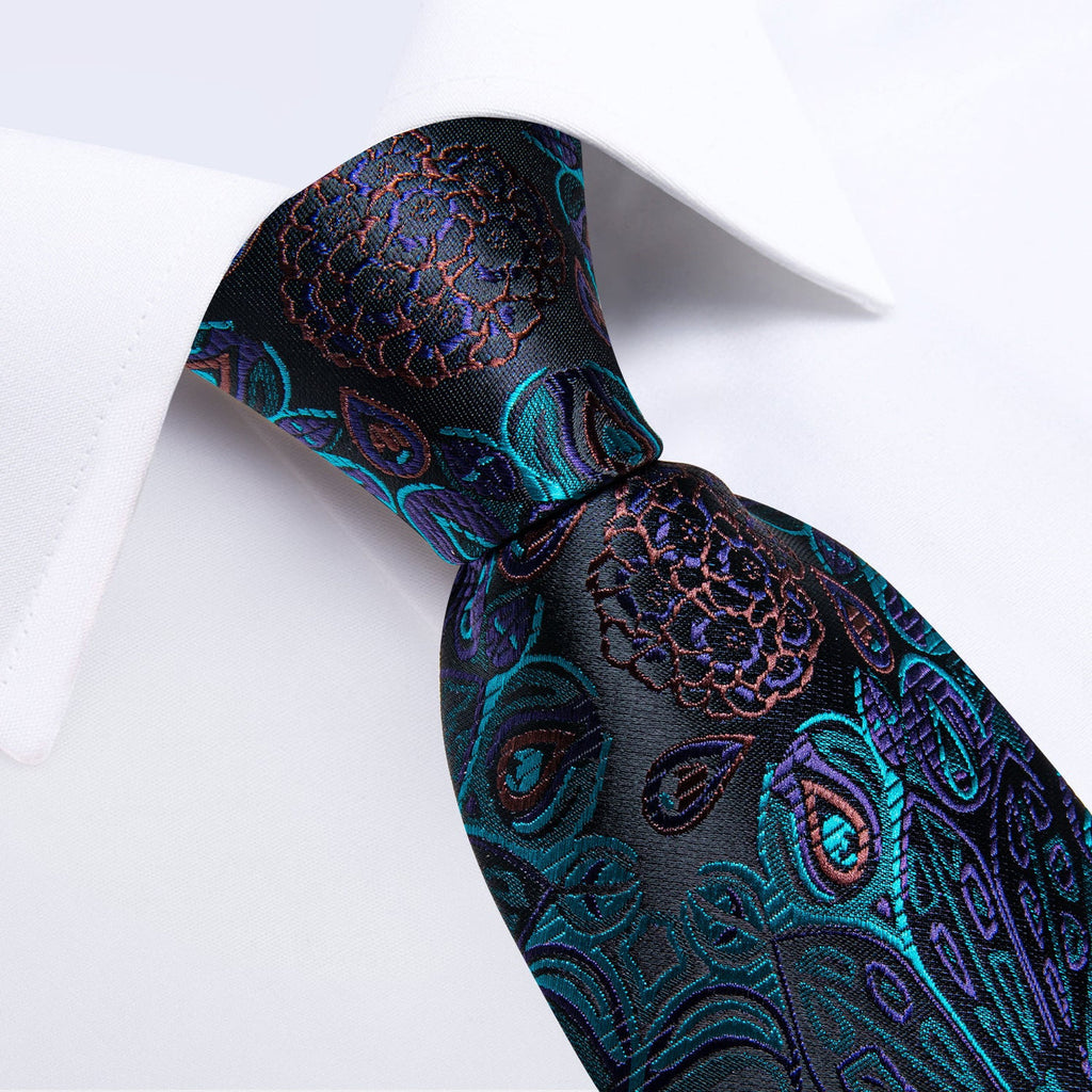 Peacock Dance Silk Tie Set - GentCrest - View 2