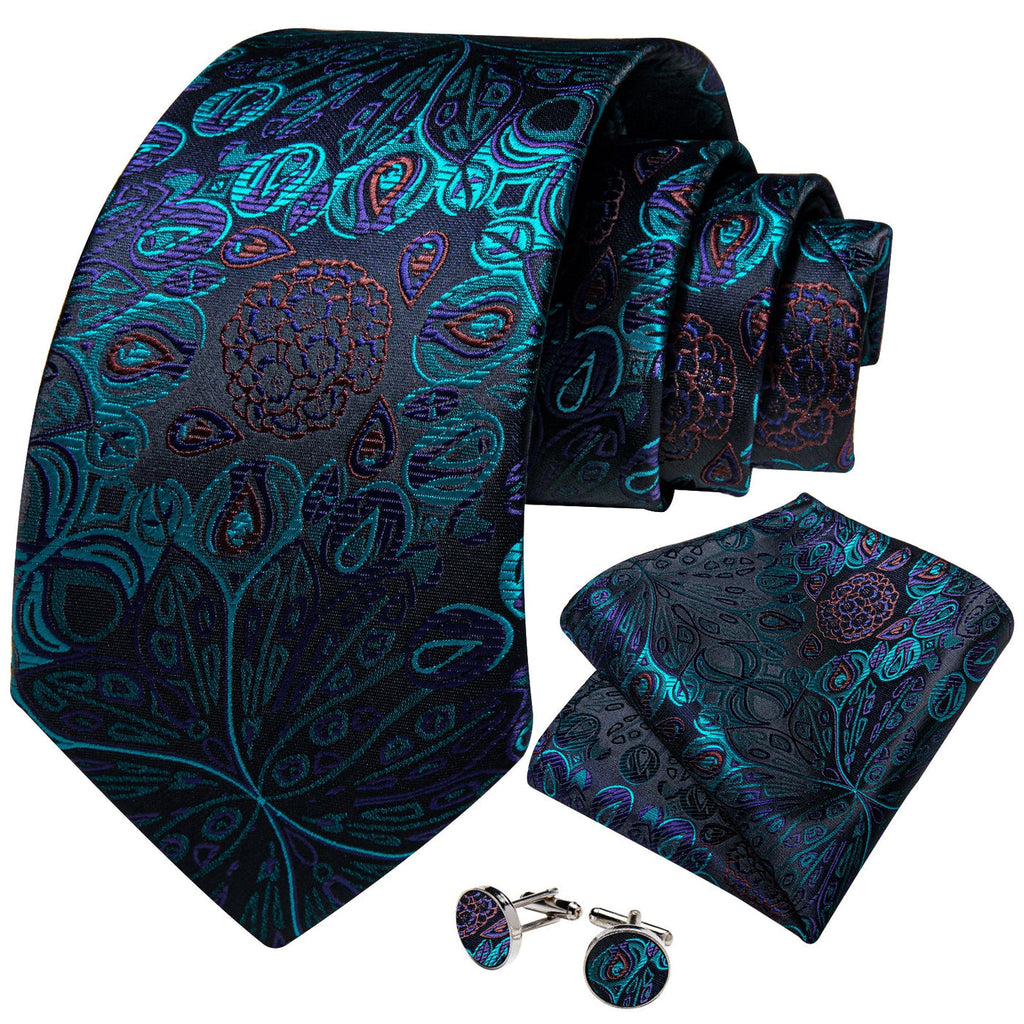 Peacock Dance Silk Tie Set - GentCrest - View 3