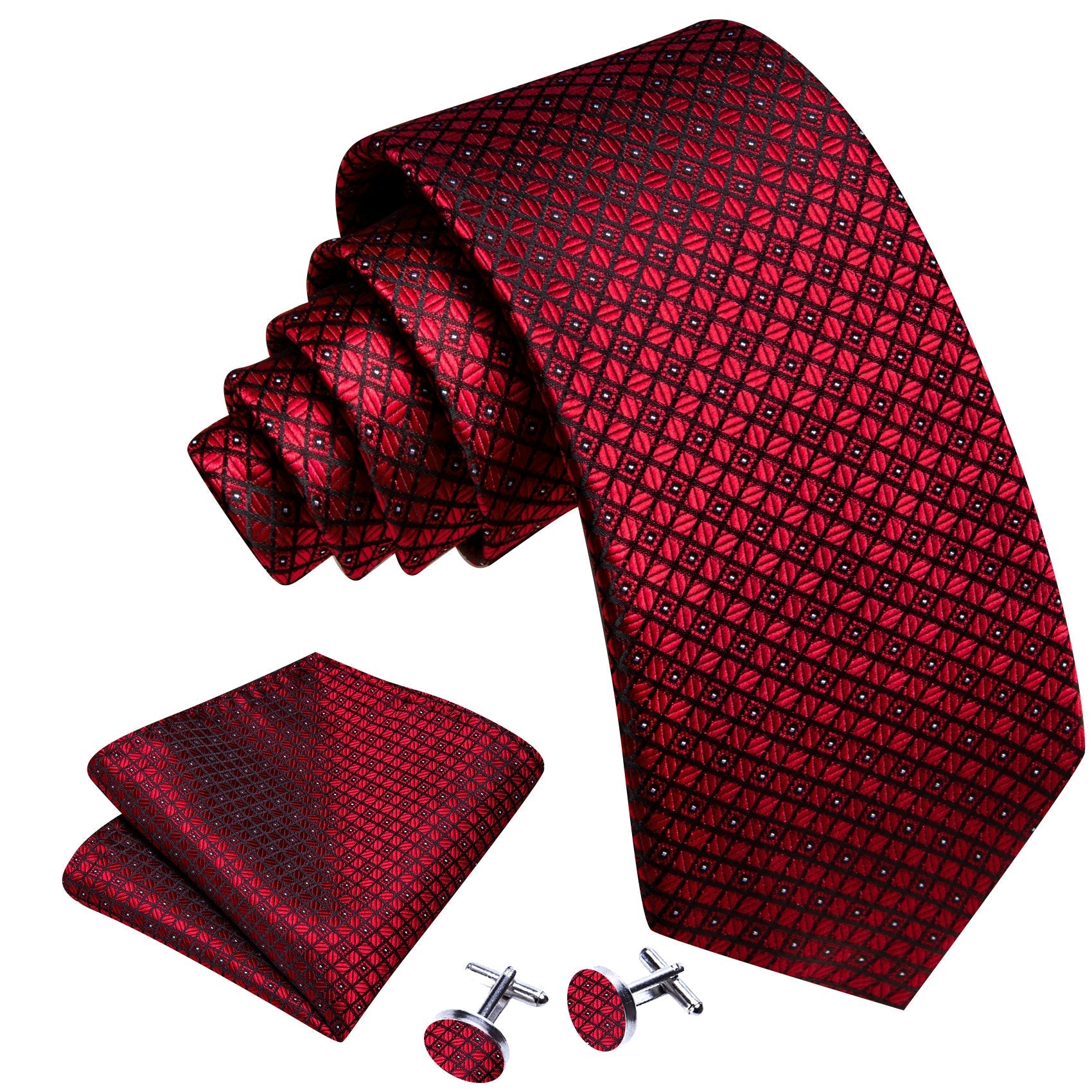 GentCrest Red Plaid Tie with Lapel Pin - Image 4