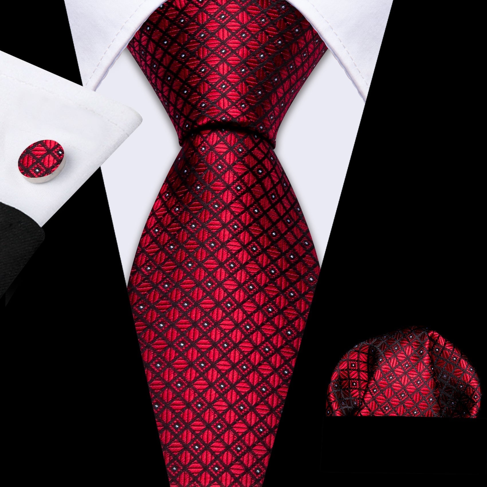 GentCrest Red Plaid Tie with Lapel Pin - Image 2