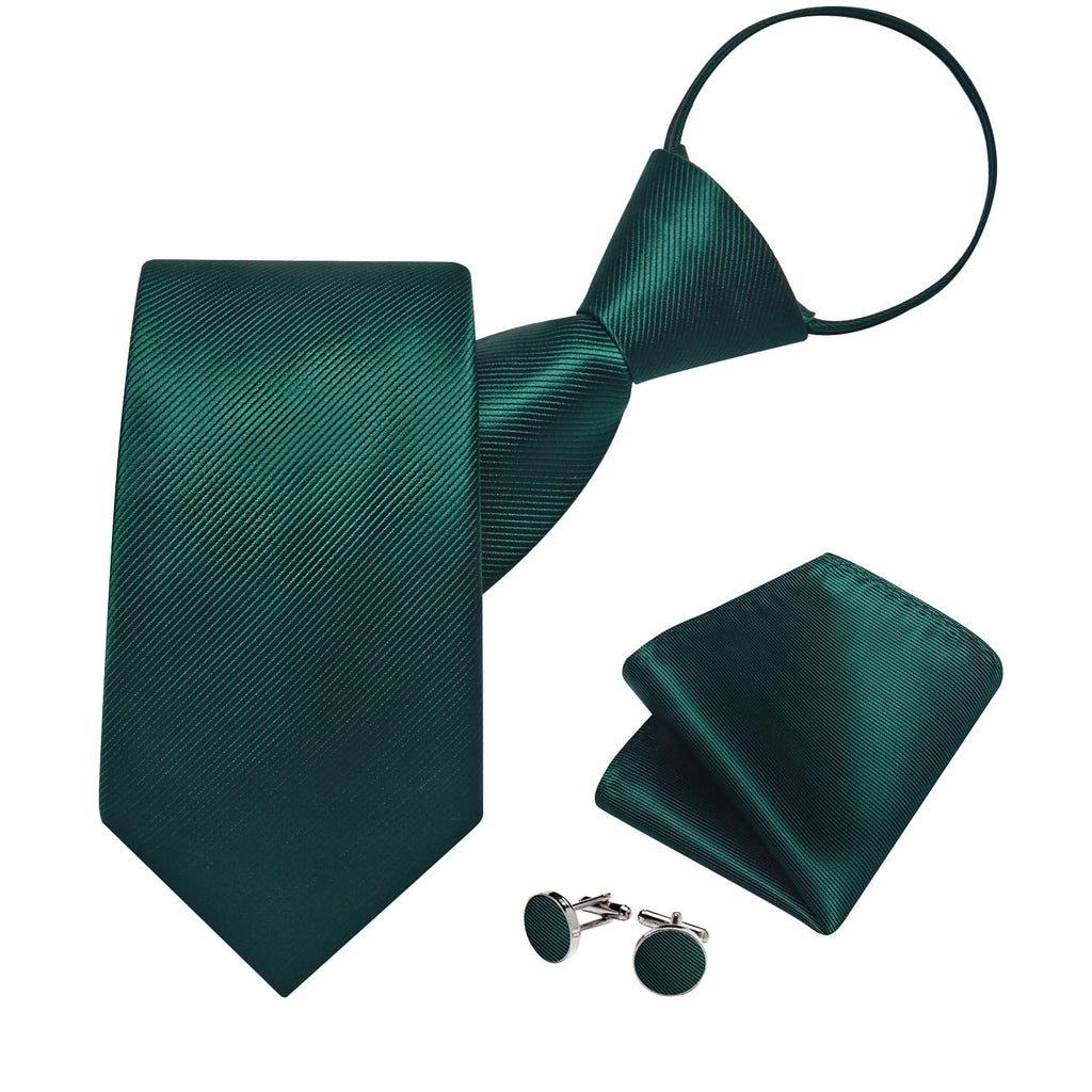 GentCrest Green Solid Tie Hanky Cufflinks Set - Image 2