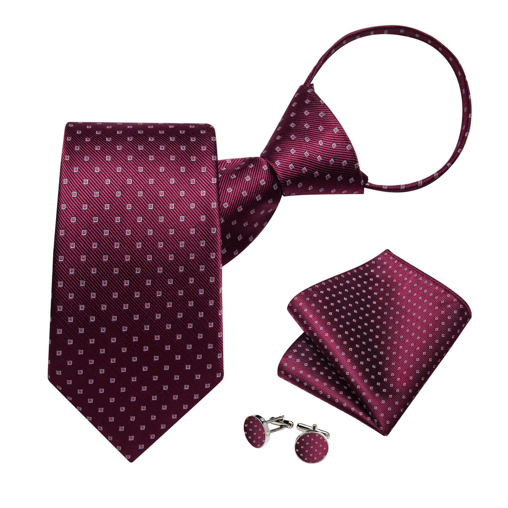 GentCrest Red Plaid Tie Hanky Cufflinks Set - Image 3