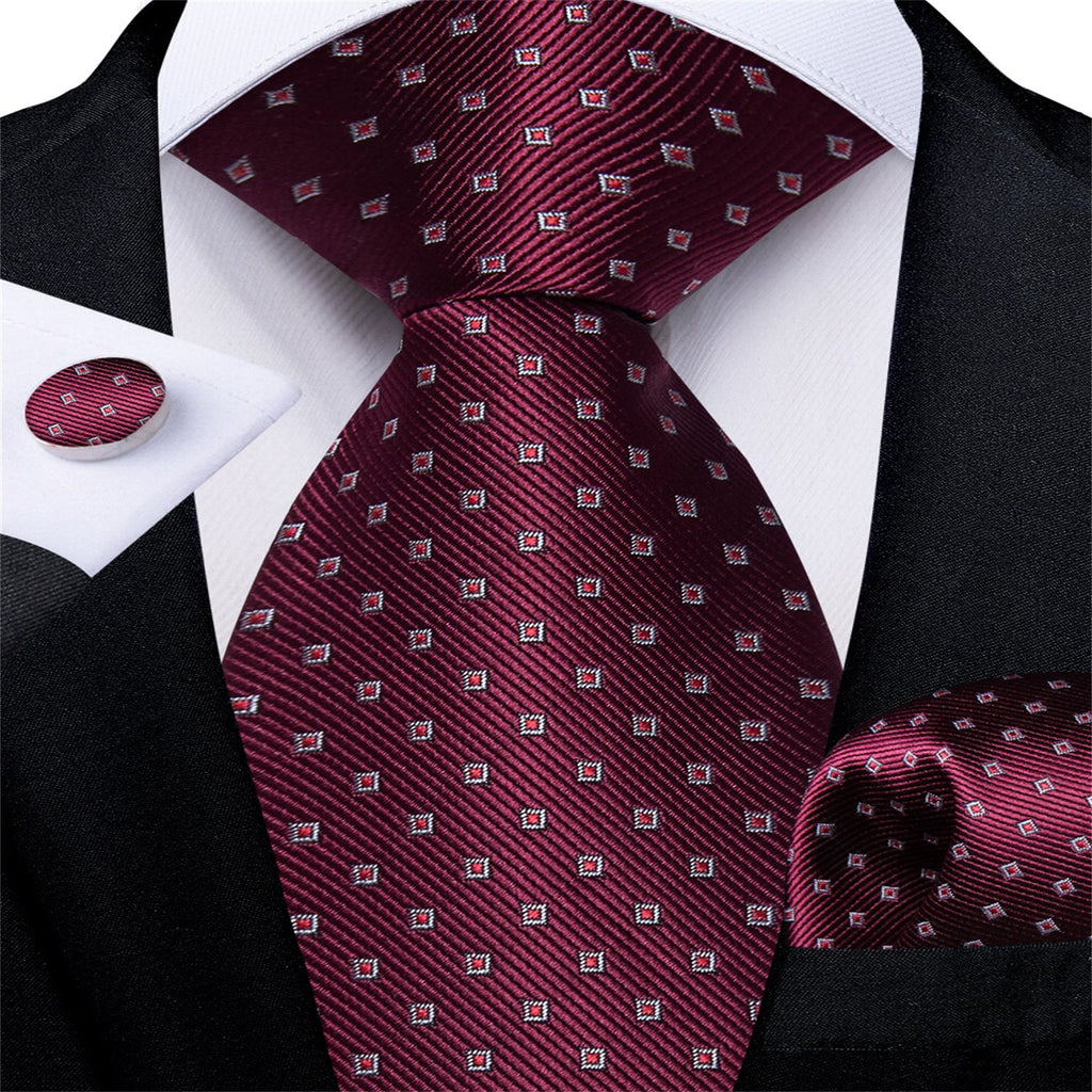GentCrest Red Plaid Tie Hanky Cufflinks Set - Image 1