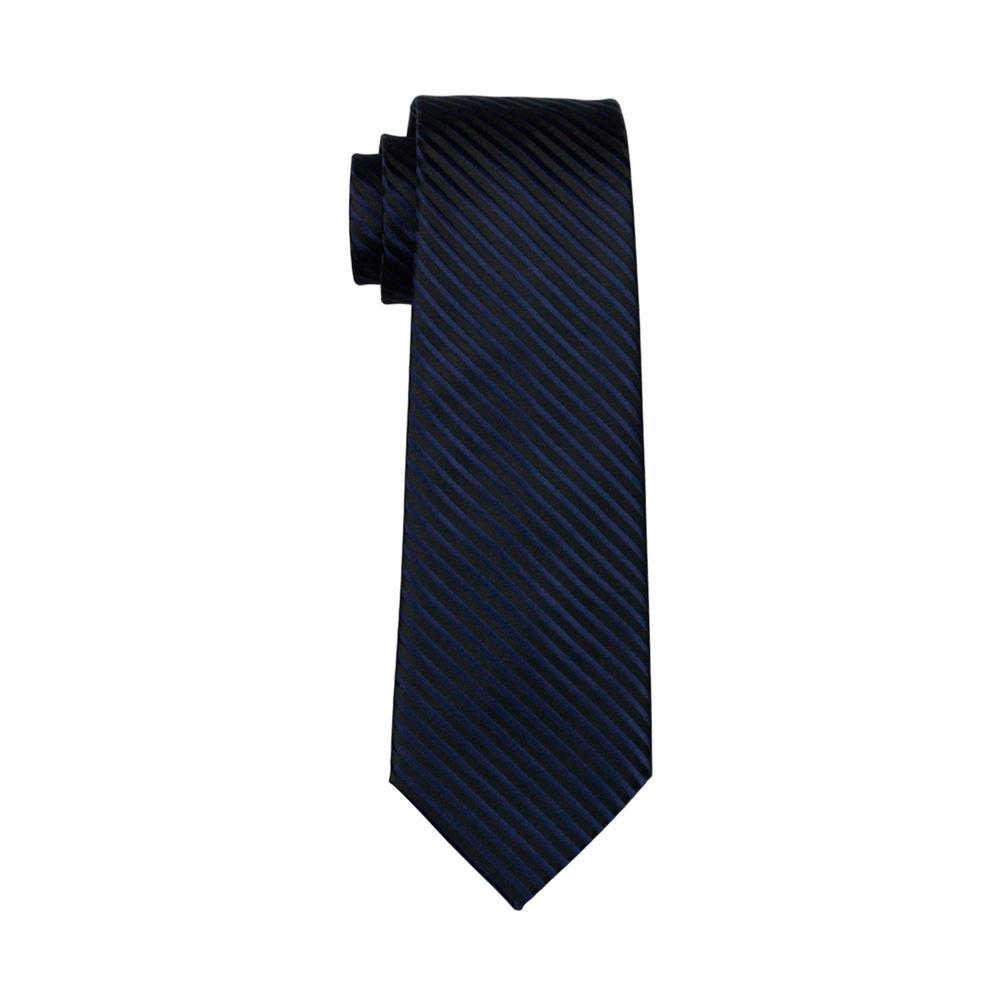 Black & Royal Blue Striped Silk Tie Set - GentCrest - View 4