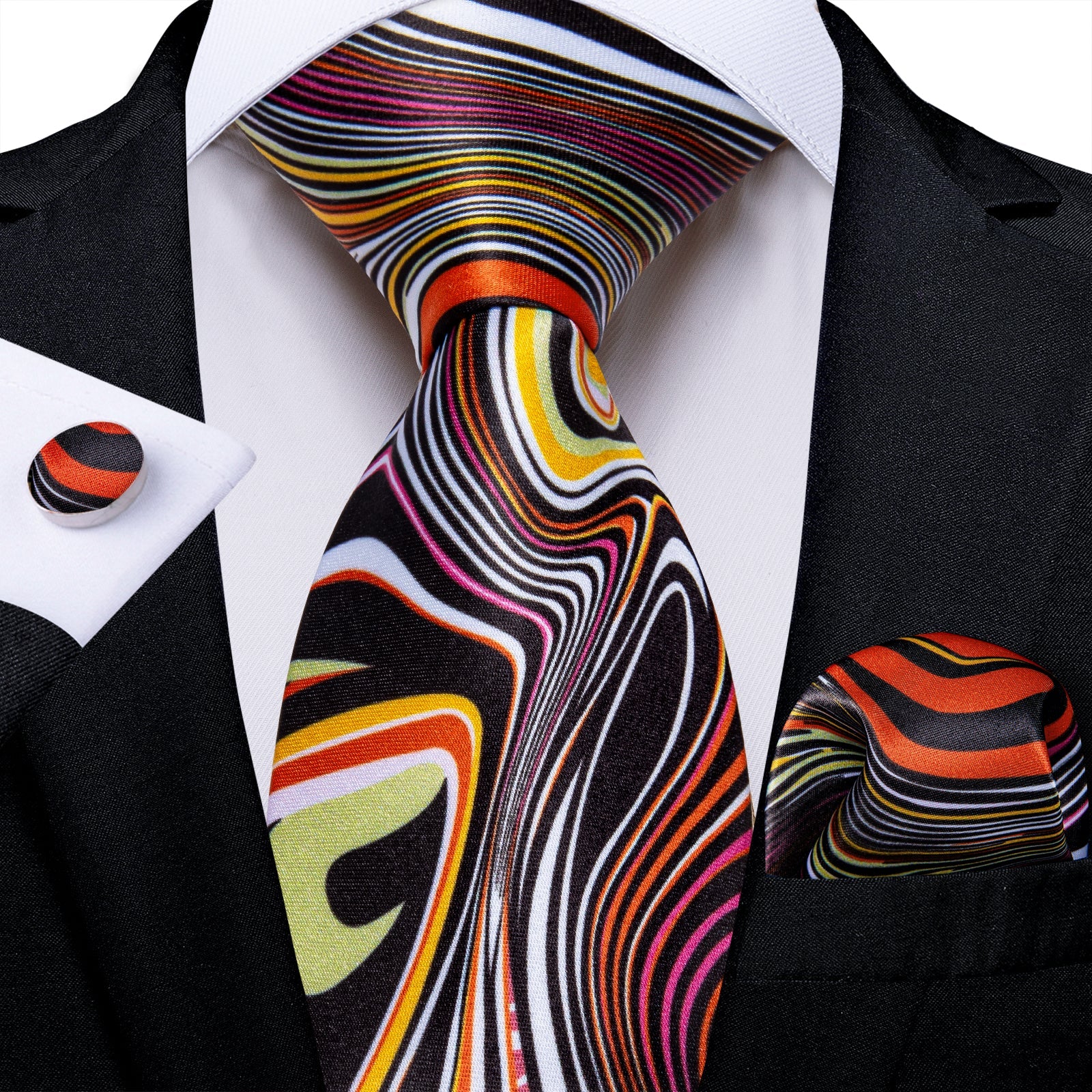 GentCrest Black Novelty Tie Hanky Cufflinks Set - Image 1