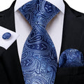 GentCrest Blue Paisley Tie Hanky Cufflinks Set - Image 1