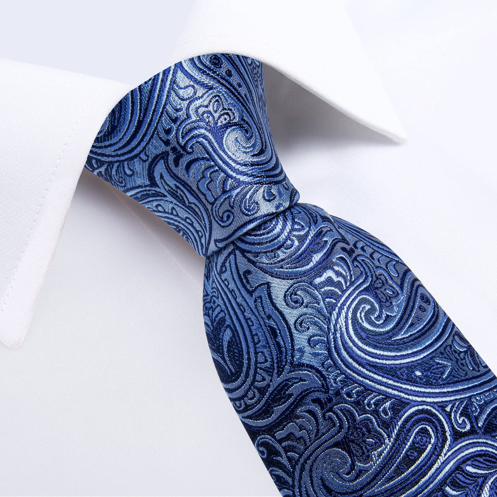 GentCrest Blue Paisley Tie Hanky Cufflinks Set - Image 3