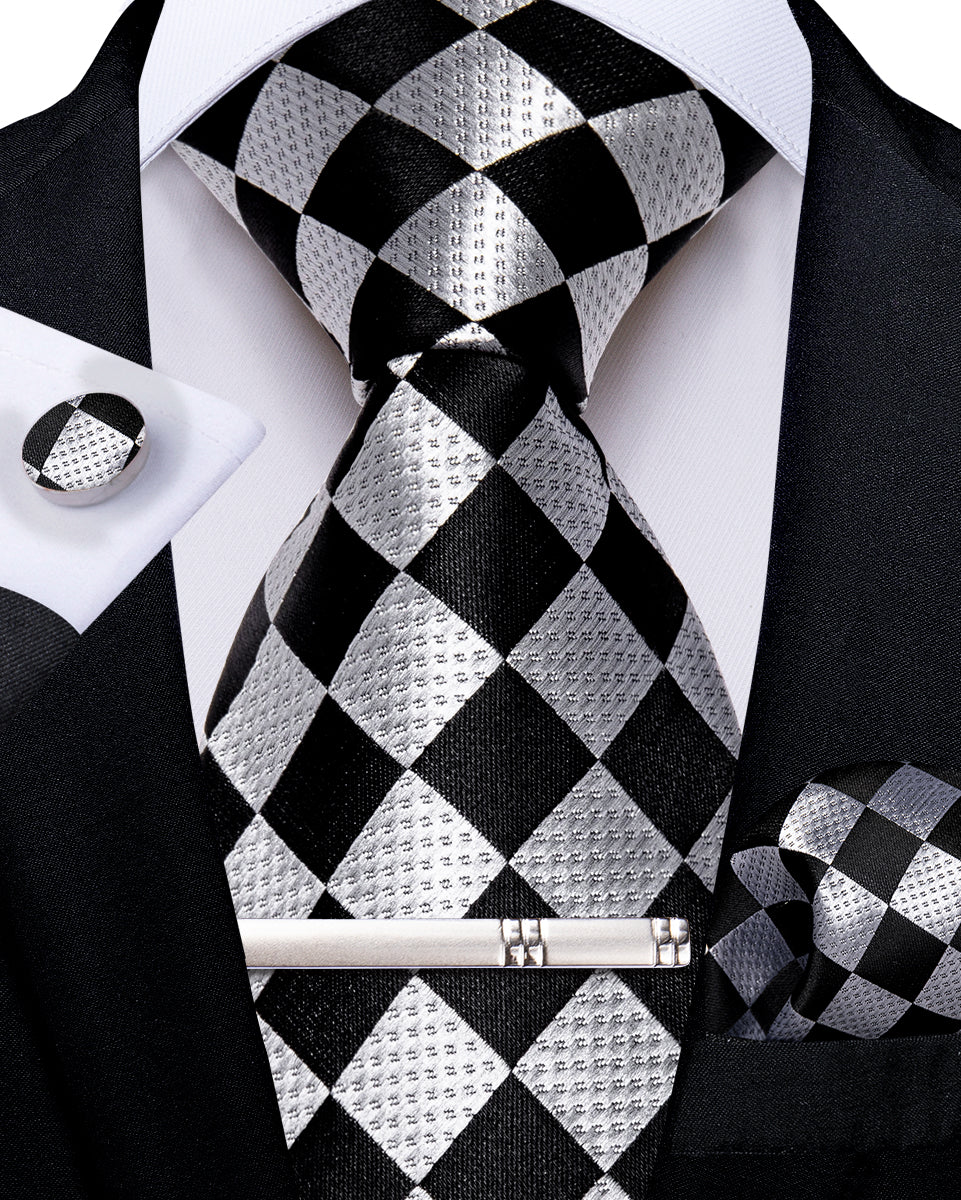 GentCrest Black Plaid Tie Hanky Cufflinks Set - Image 3