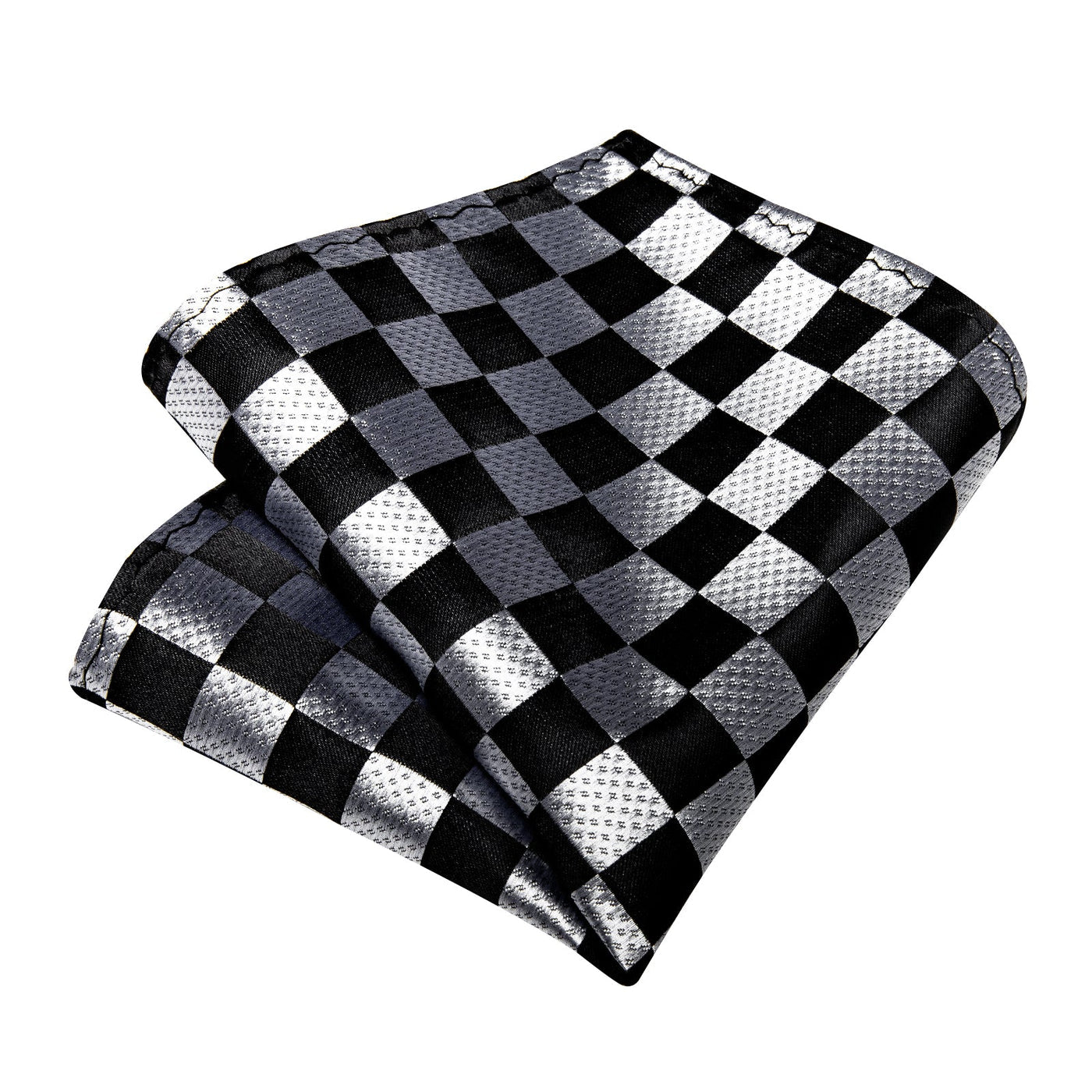 Silver & Black Checkerboard Silk Tie Set - GentCrest - View 6