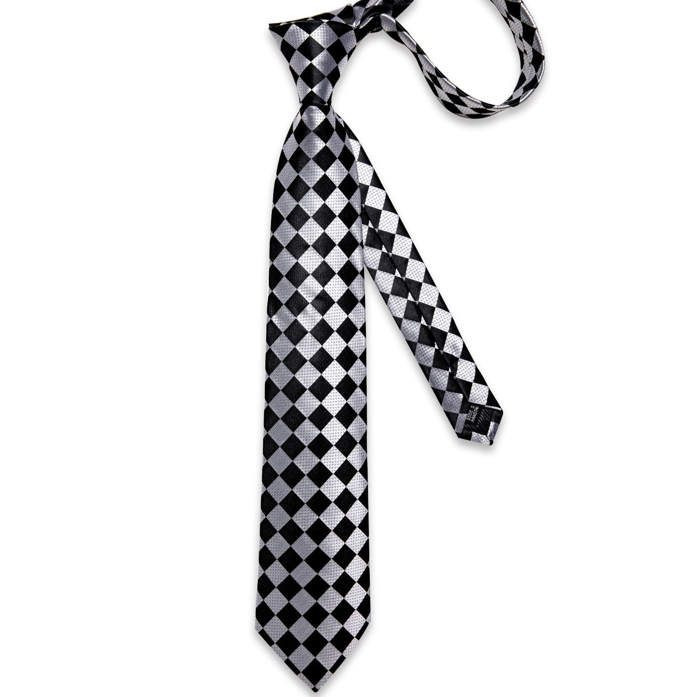 Silver & Black Checkerboard Silk Tie Set - GentCrest - View 4