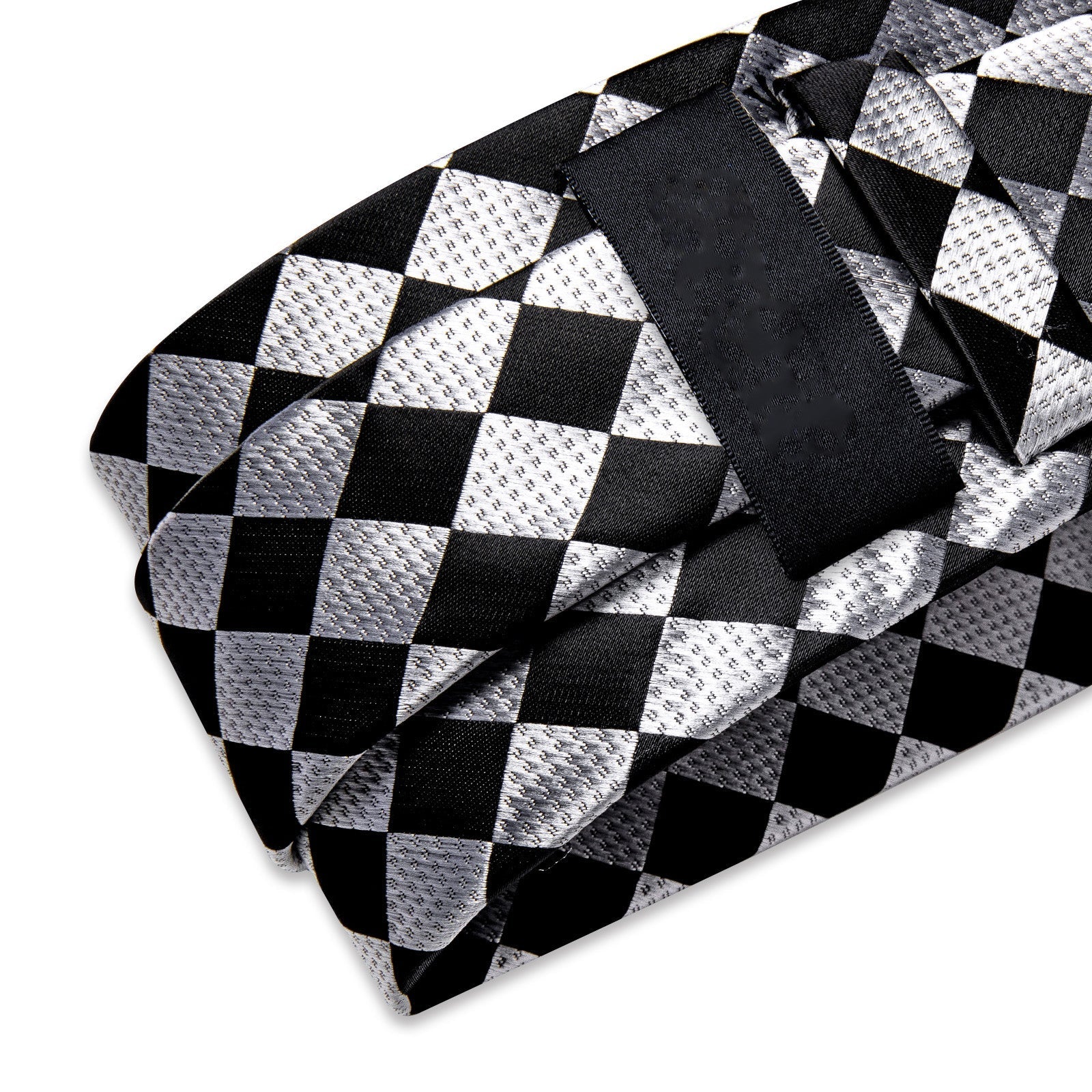 GentCrest Black Plaid Tie Hanky Cufflinks Set - Image 7