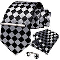 GentCrest Black Plaid Tie Hanky Cufflinks Set - Image 1