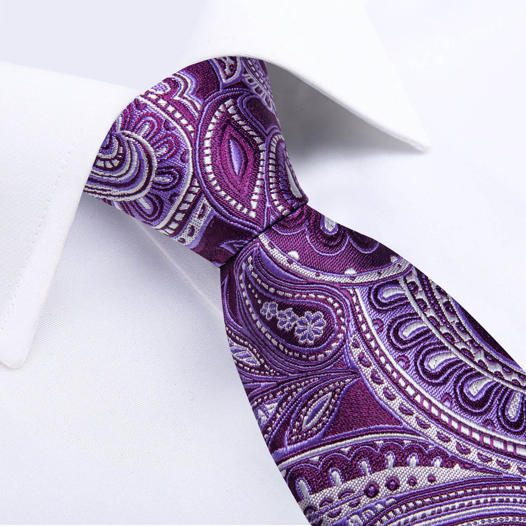 GentCrest Purple Paisley Tie Hanky Cufflinks Set - Image 2