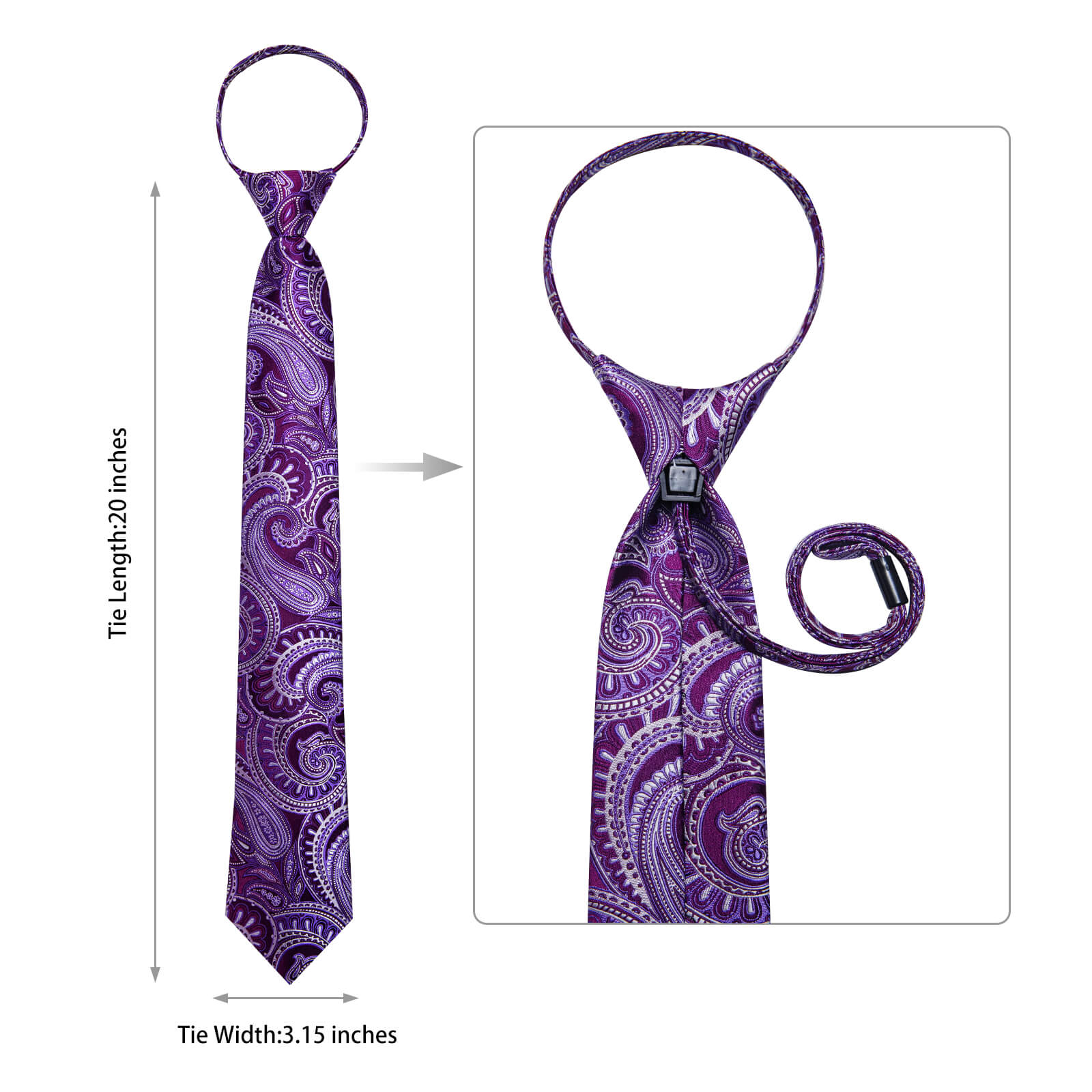 GentCrest Purple Paisley Tie Hanky Cufflinks Set - Image 5