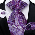 GentCrest Purple Paisley Tie Hanky Cufflinks Set - Image 1