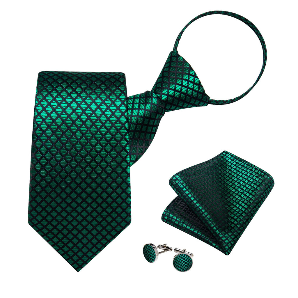 GentCrest Green Plaid Tie Hanky Cufflinks Set - Image 2