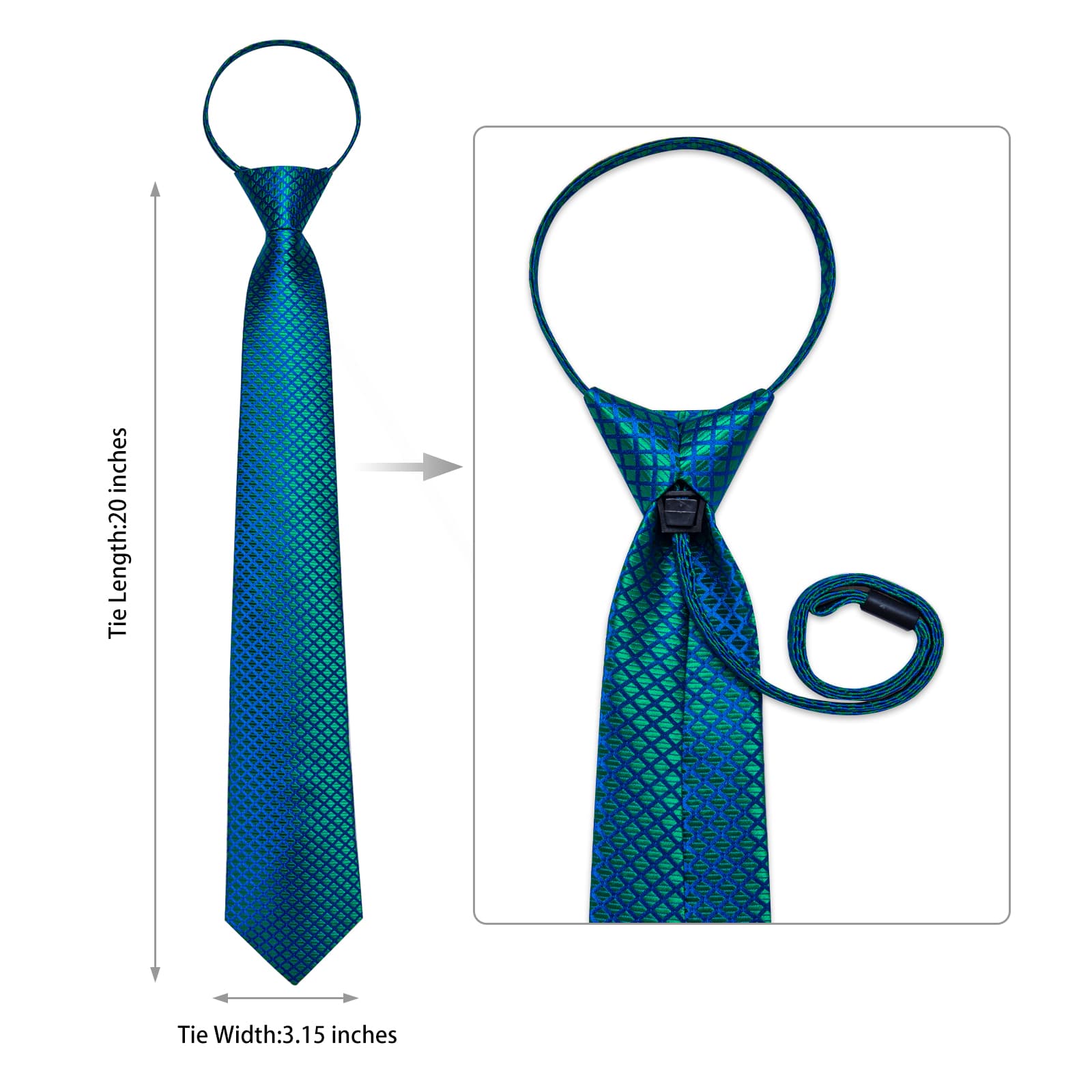 GentCrest Blue Plaid Tie Hanky Cufflinks Set - Image 5