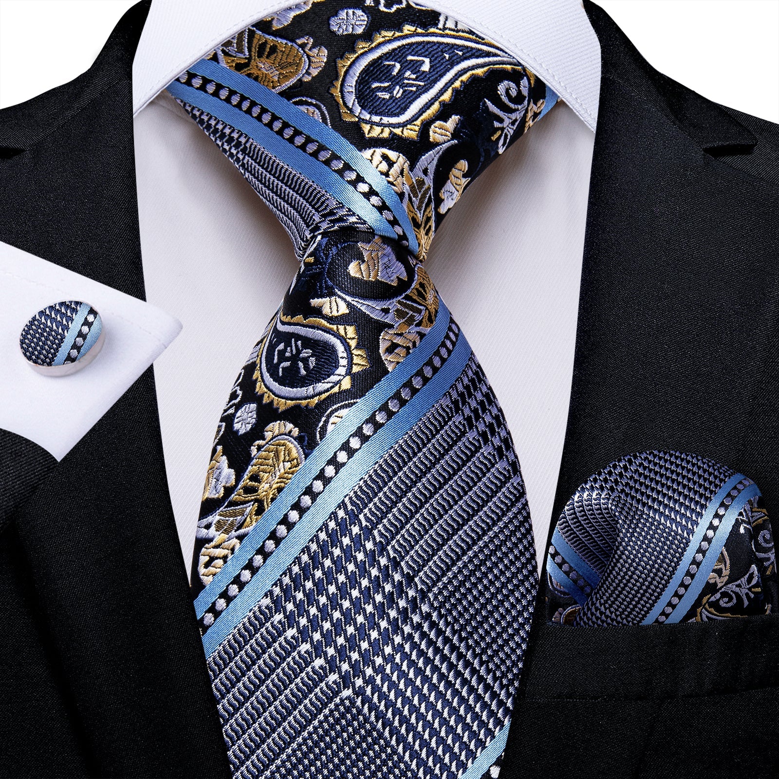 GentCrest Blue Novelty Tie Hanky Cufflinks Set - Image 1