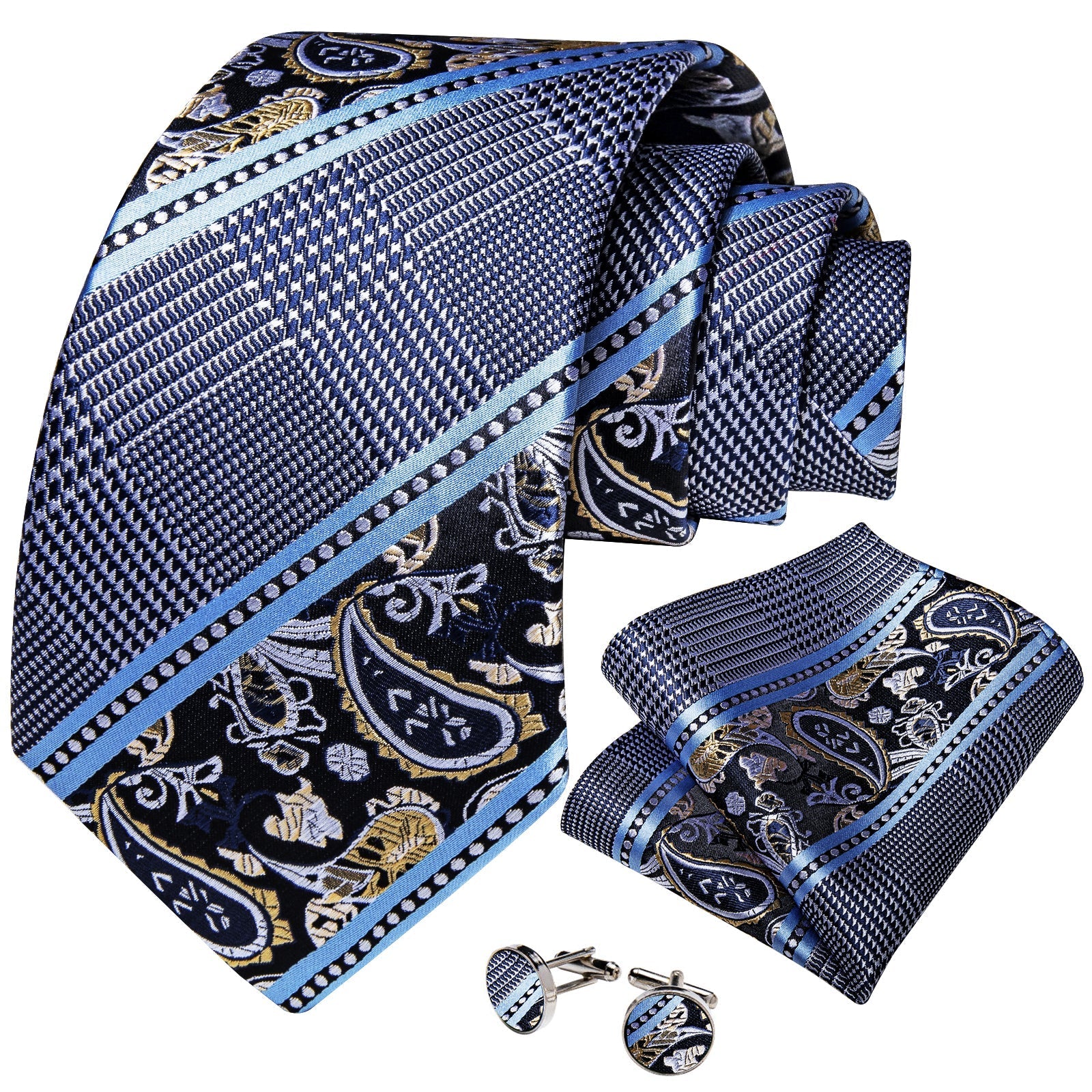 GentCrest Blue Novelty Tie Hanky Cufflinks Set - Image 2