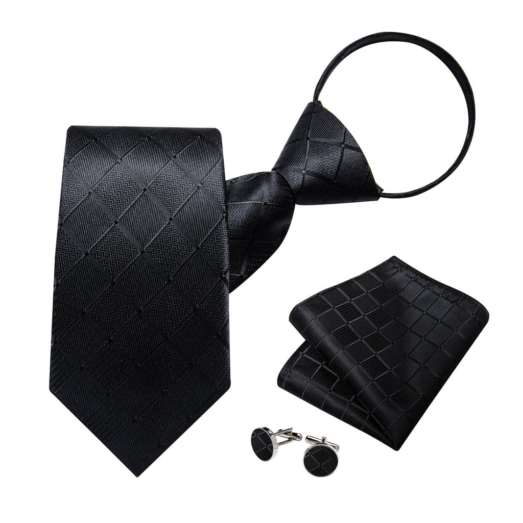 GentCrest Black Plaid Tie Hanky Cufflinks Set - Image 3