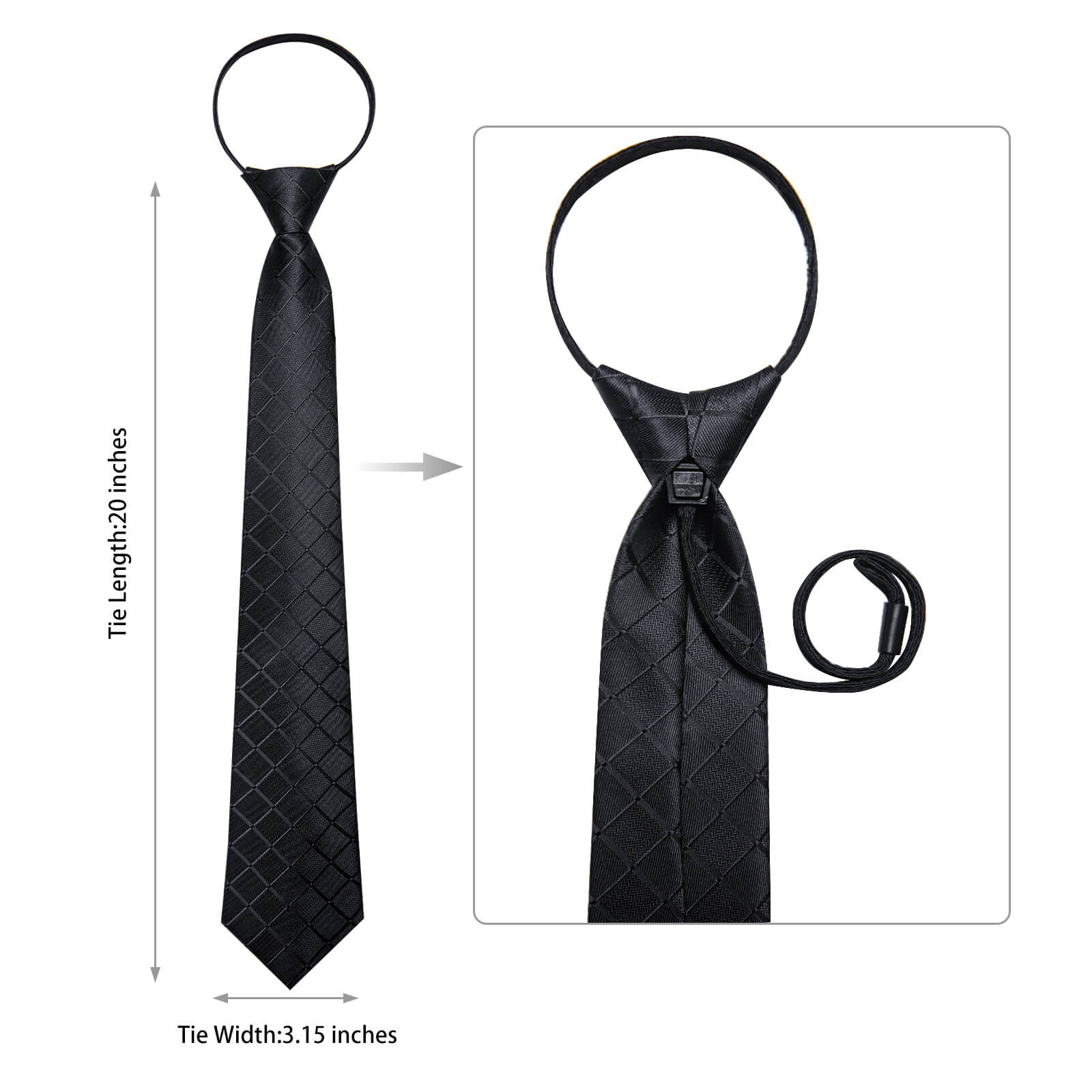GentCrest Black Plaid Tie Hanky Cufflinks Set - Image 5