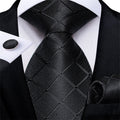 GentCrest Black Plaid Tie Hanky Cufflinks Set - Image 1