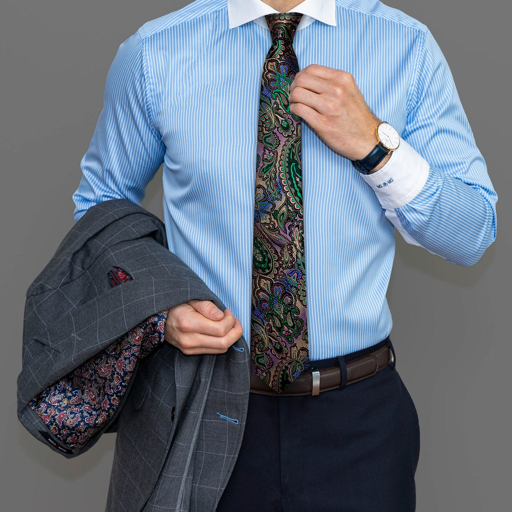 GentCrest Black Paisley Tie Hanky Cufflinks Set - Image 2