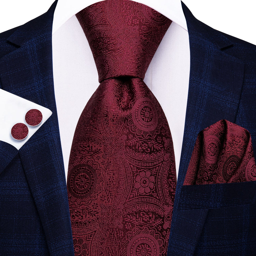 GentCrest Red Solid Tie Hanky Cufflinks Set - Image 4