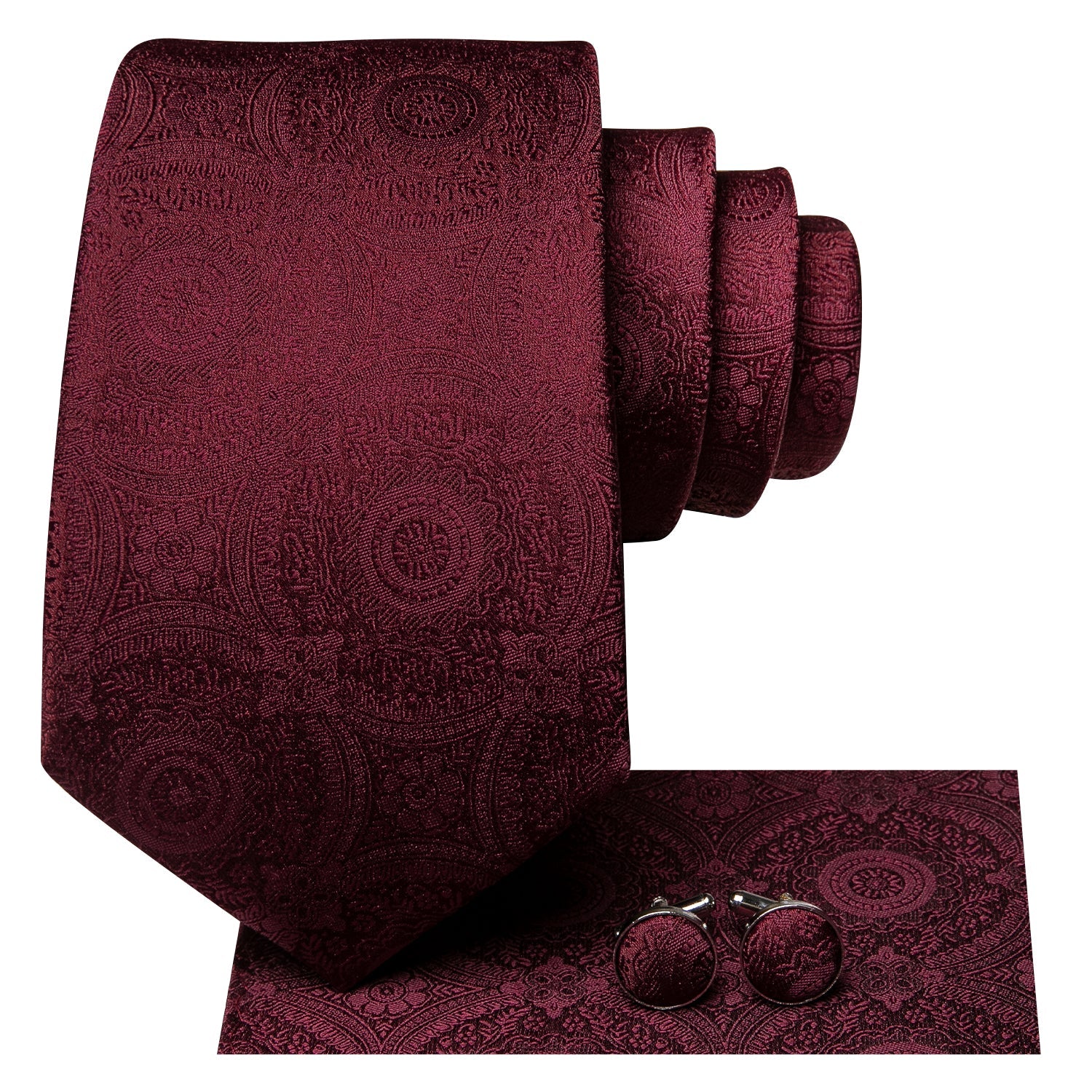 GentCrest Red Solid Tie Hanky Cufflinks Set - Image 5