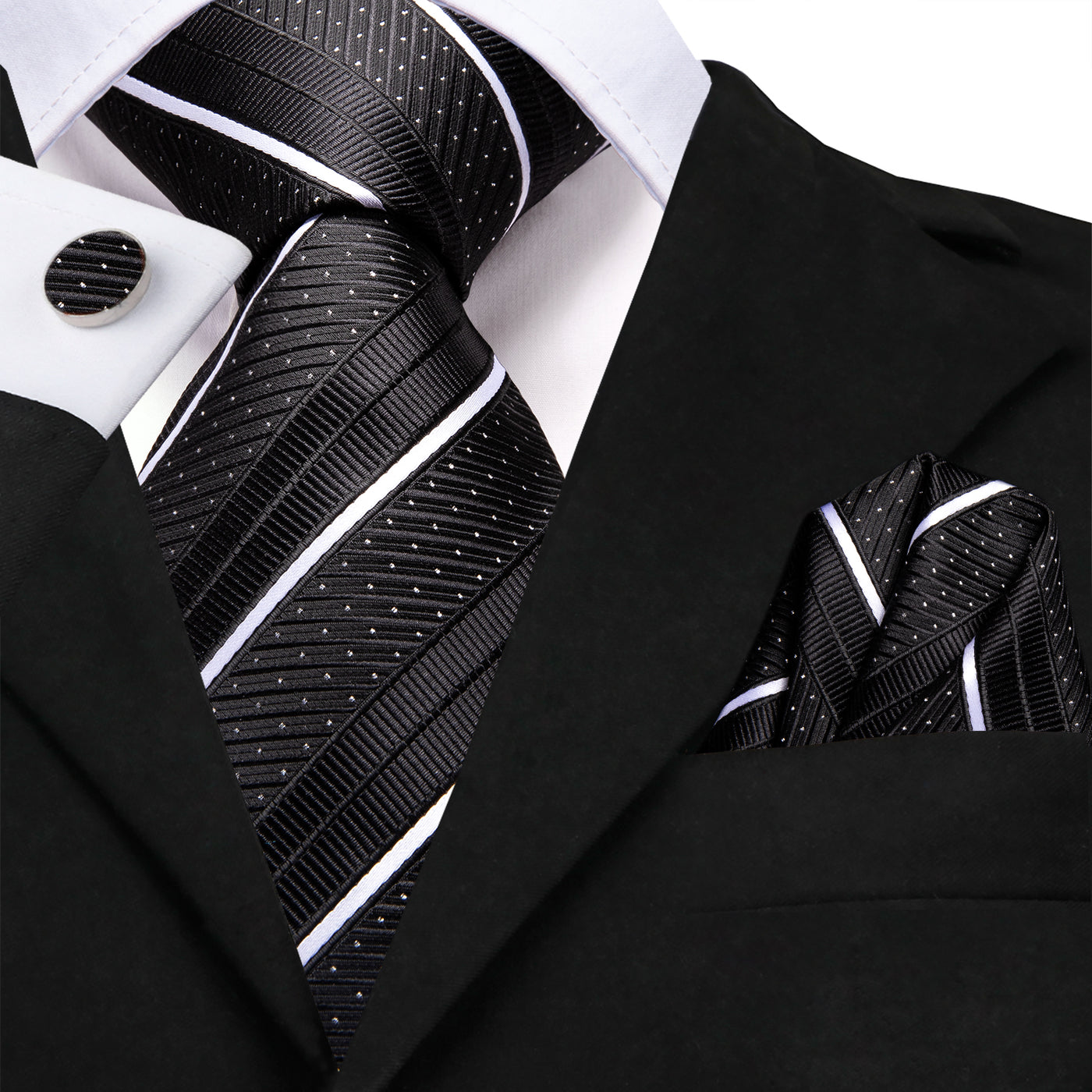 GentCrest Black Striped Tie Set - Image 1