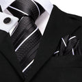 GentCrest Black Striped Tie Hanky Cufflinks Set - Image 1