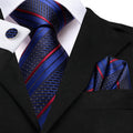 GentCrest Blue Striped Tie Hanky Cufflinks Set - Image 1