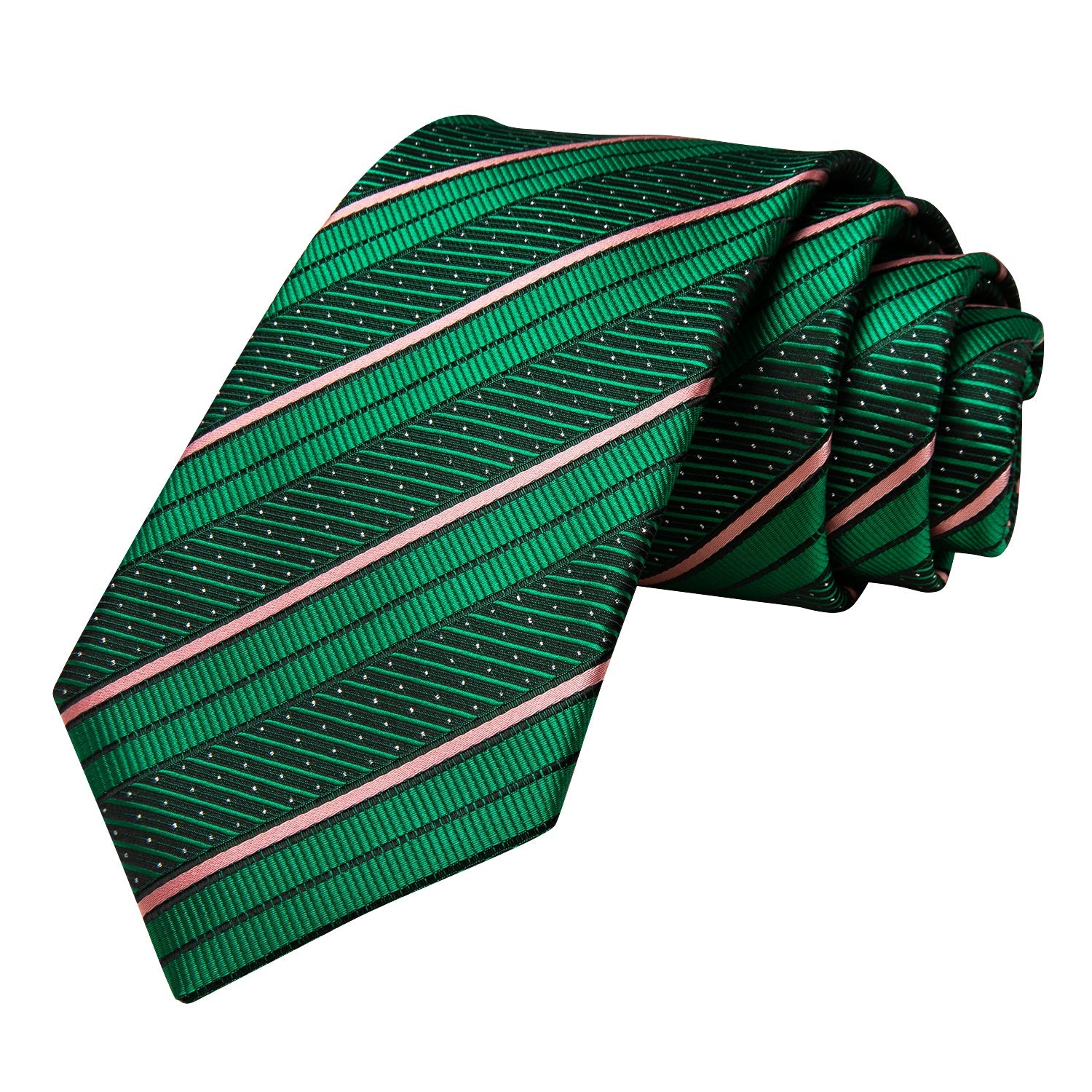 GentCrest Green Striped Tie Hanky Cufflinks Set - Image 4