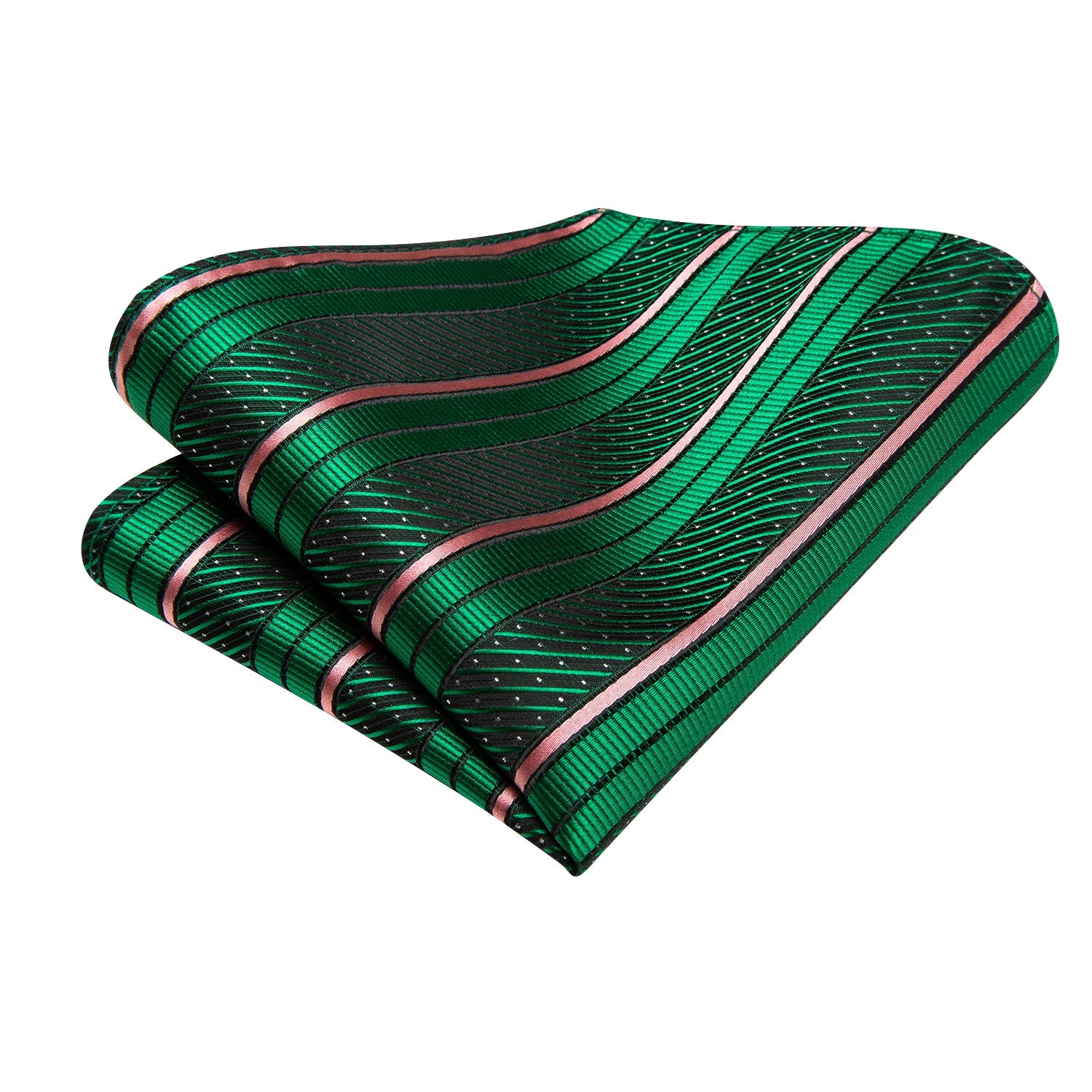 GentCrest Green Striped Tie Hanky Cufflinks Set - Image 5
