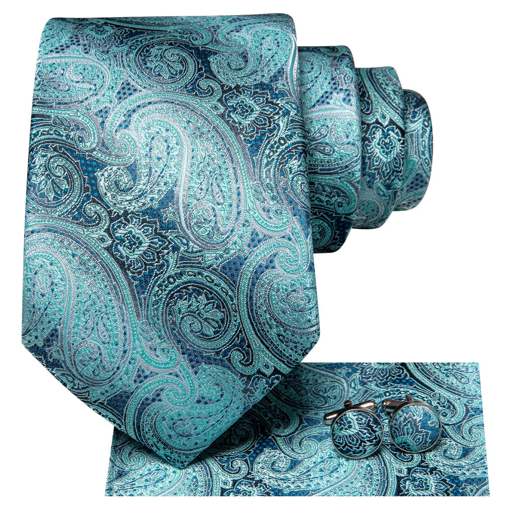 GentCrest Blue Paisley Tie Hanky Cufflinks Set - Image 2