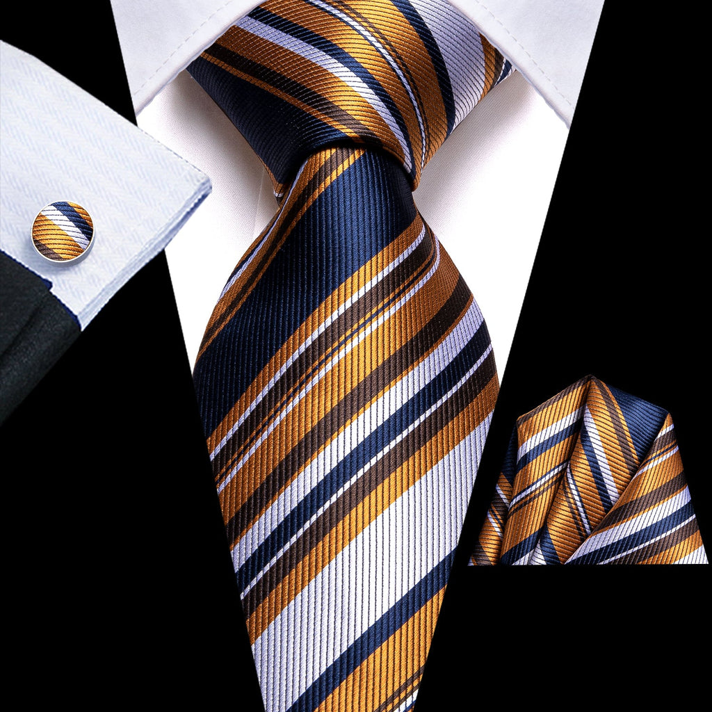 GentCrest Blue Striped Tie Hanky Cufflinks Set - Image 2