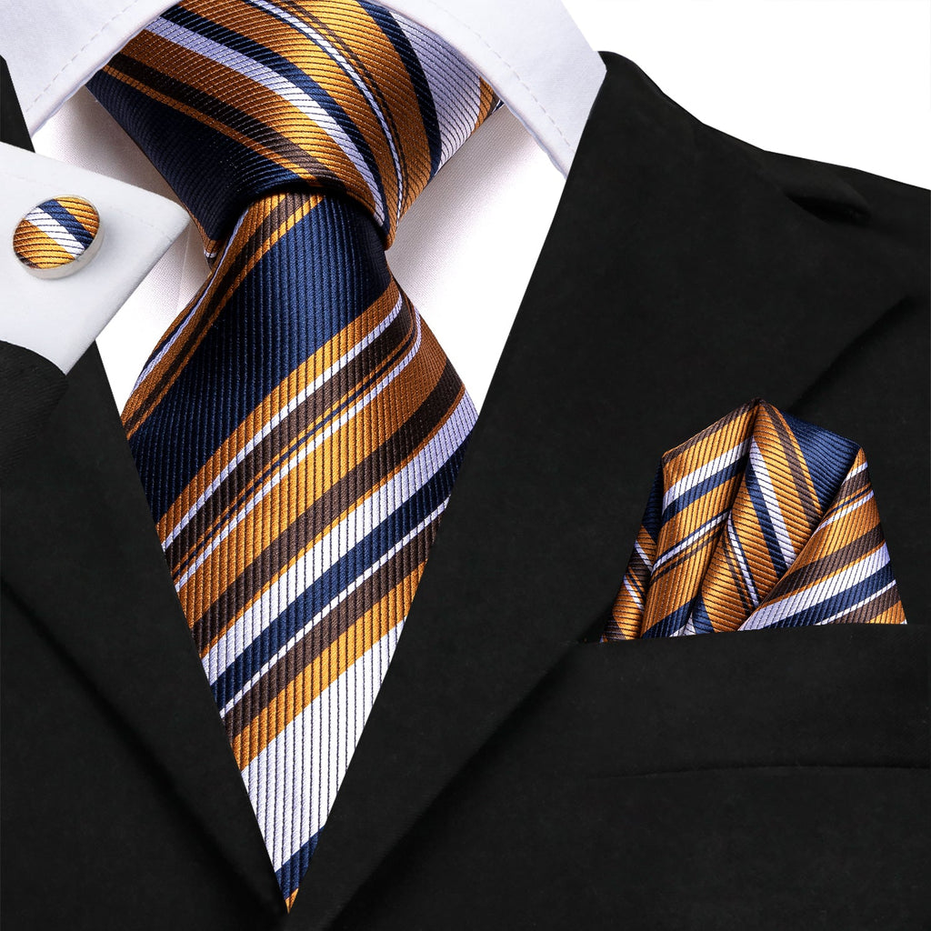 GentCrest Blue Striped Tie Hanky Cufflinks Set - Image 1