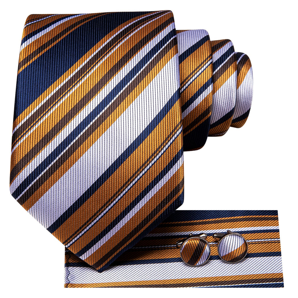 GentCrest Blue Striped Tie Hanky Cufflinks Set - Image 3
