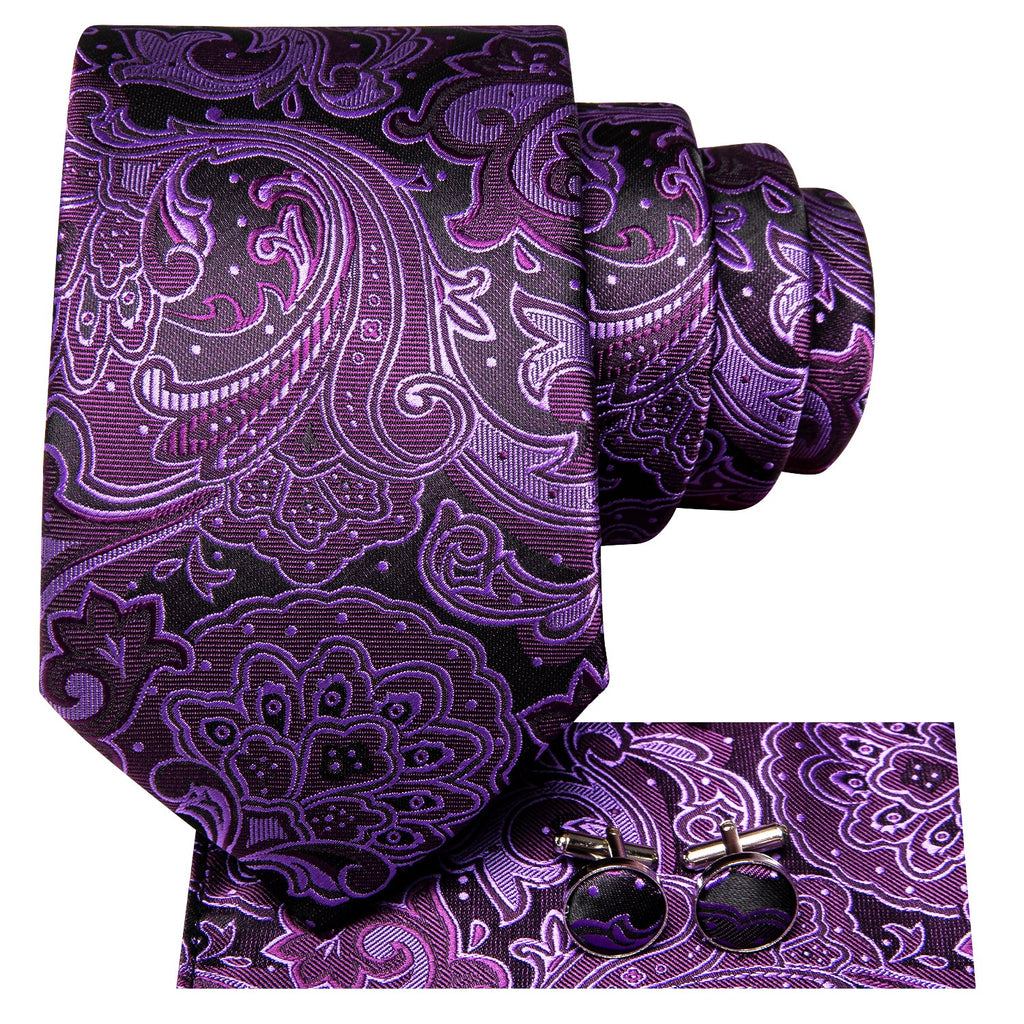 GentCrest Black Paisley Tie Hanky Cufflinks Set - Image 4