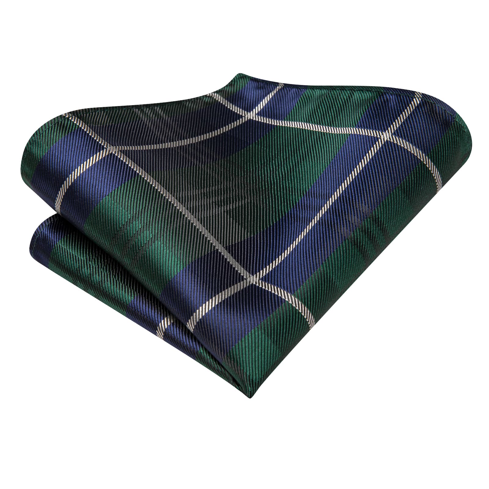 GentCrest Blue Plaid Tie Hanky Cufflinks Set - Image 5